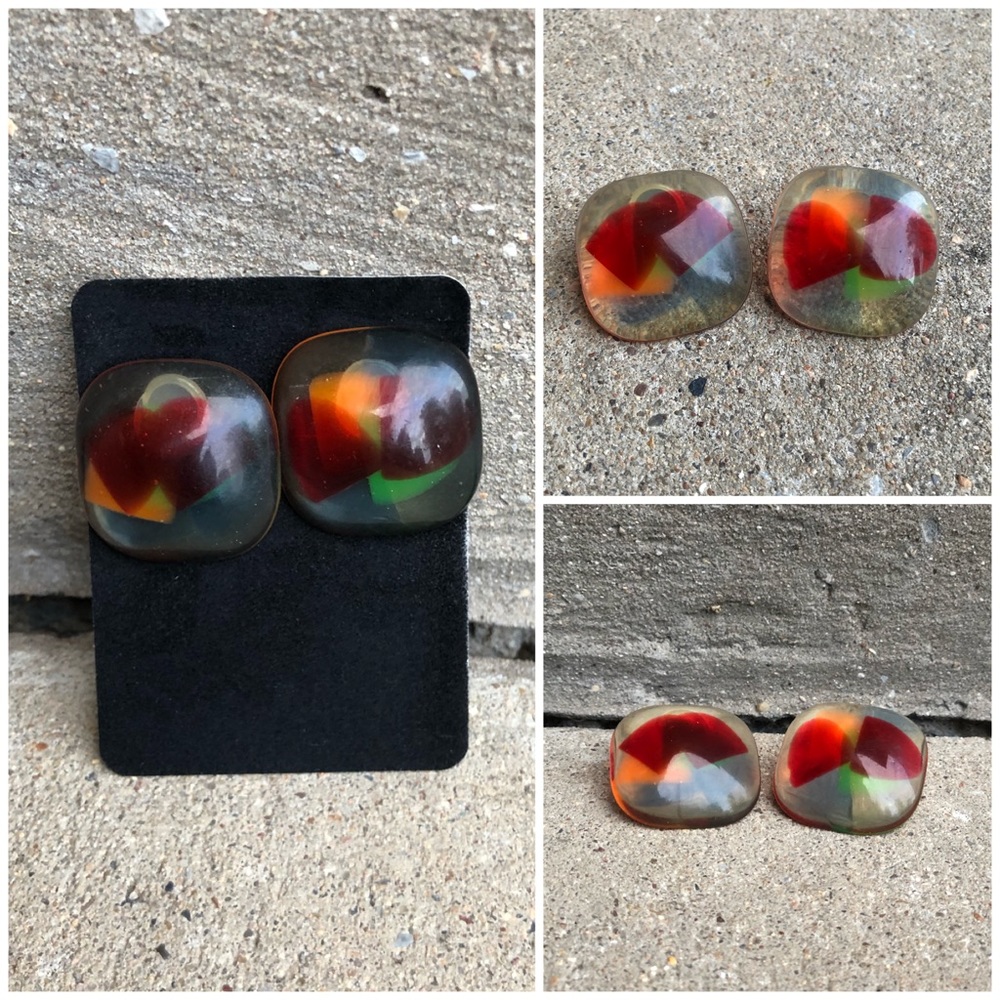 Vintage Clear Resin Earrings